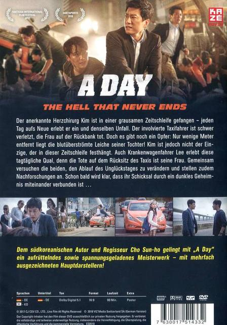 DVD-Cover mit Text und Bildern, zeigt eine Gruppe von Leuten und ein Auto in einer Stadt.
