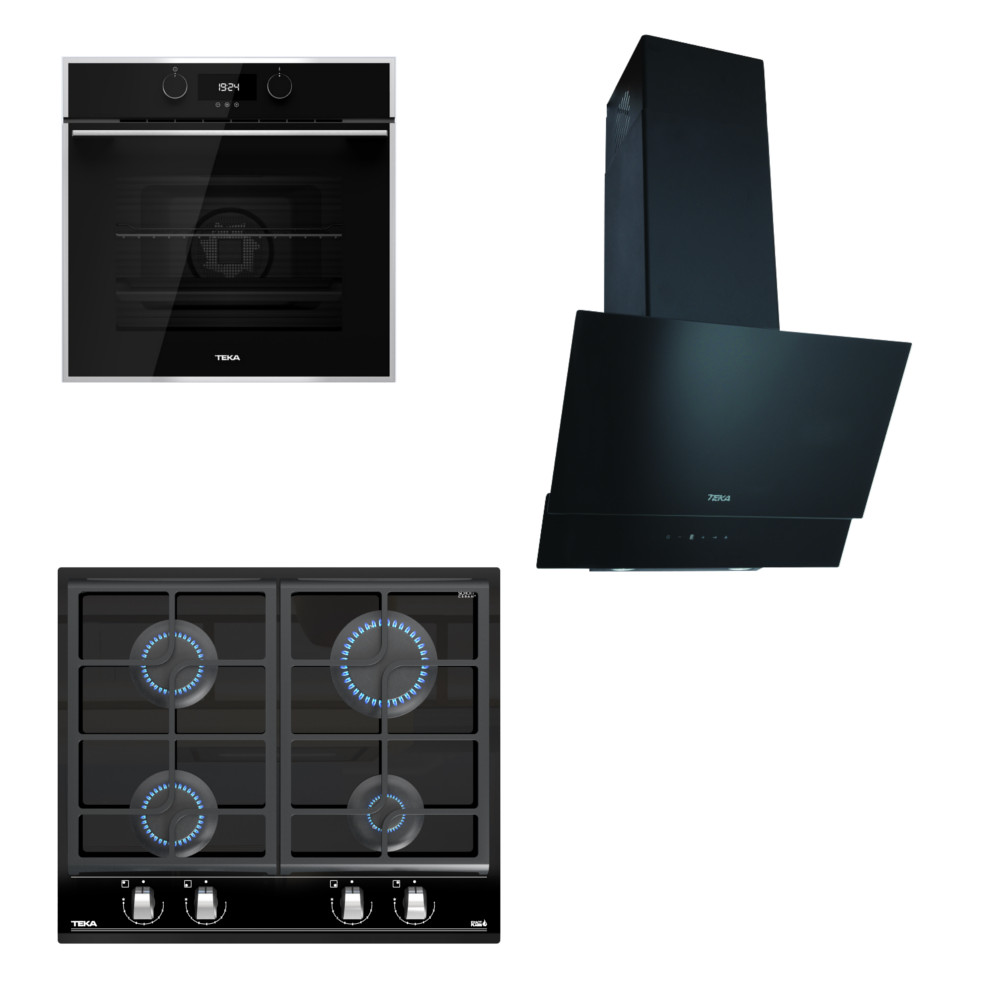 TEKA Elegance Set TV60 Davlumbaz /GZC64300 Ankastre Ocak /HLB830S Ankastre Fırın Seti Siyah