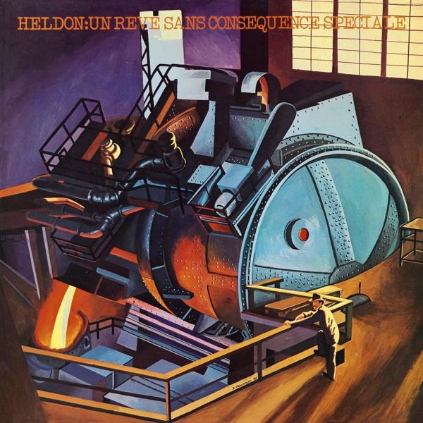 Pochette d'album avec illustrations de machines industrielles, un homme, et le texte "Heldon:Un Reve...".