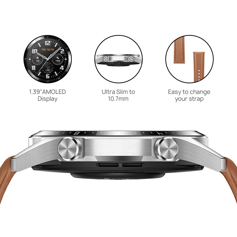 Un primer plano de un reloj inteligente, que muestra la pantalla, el lateral y la correa.
