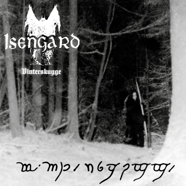 Albumcover-Artwork. Schwarz-Weiß-Bild eines Waldes mit Text und einer Figur in der Mitte.