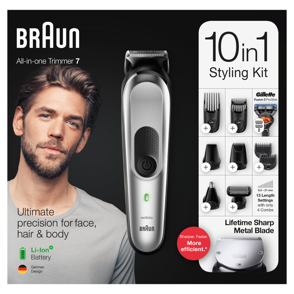 BRAUN MGK 7220 Multigroomer, Silber, Akkubetrieb