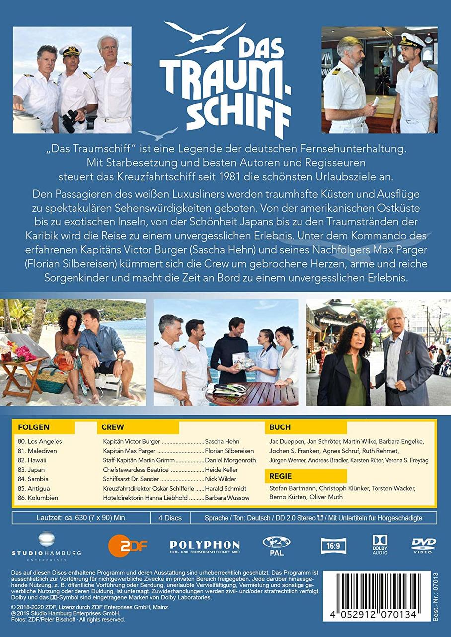 DVD-Cover von 'Das Traumschiff' mit Fotos der Darsteller und Text.