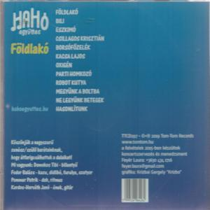 CD-tok hátulja magyar szöveggel, dalkímekkel és kreditekkel, kék háttéren.