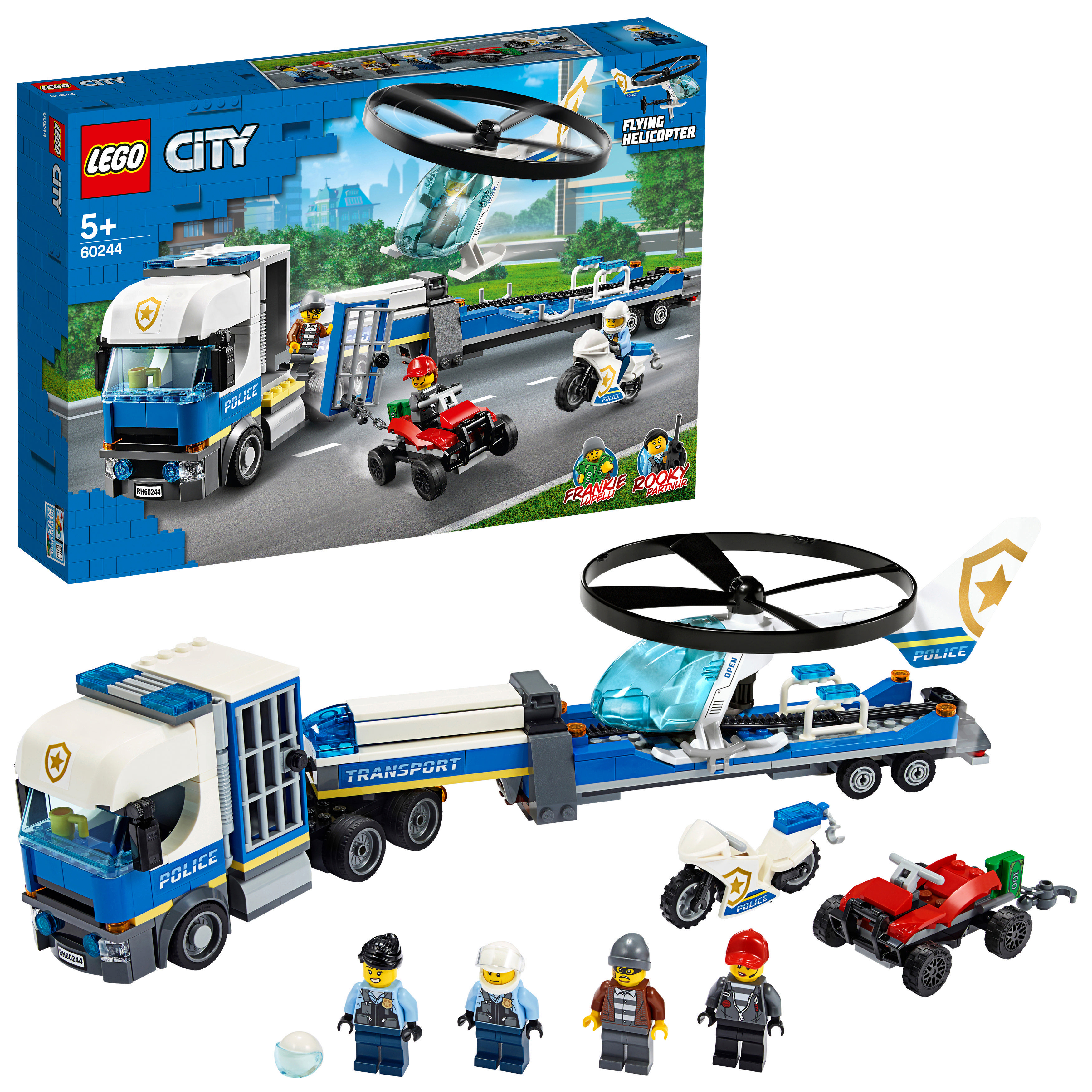 LEGO 60244 Polizeihubschrauber-Transport Bausatz, Mehrfarbig