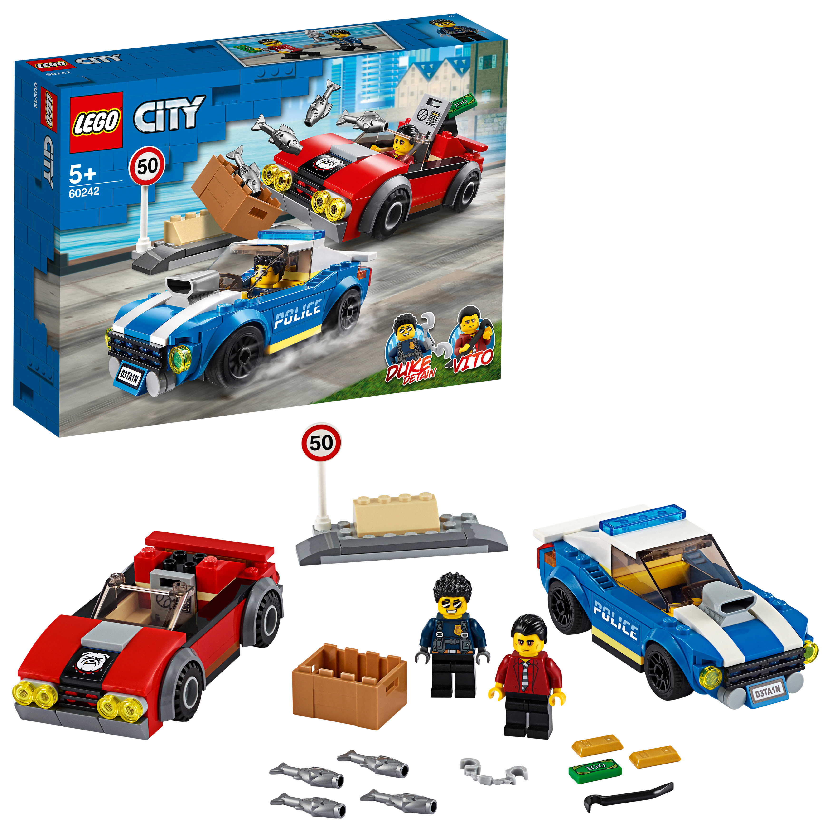 LEGO City 60242 Festnahme auf der Autobahn Bausatz, Mehrfarbig