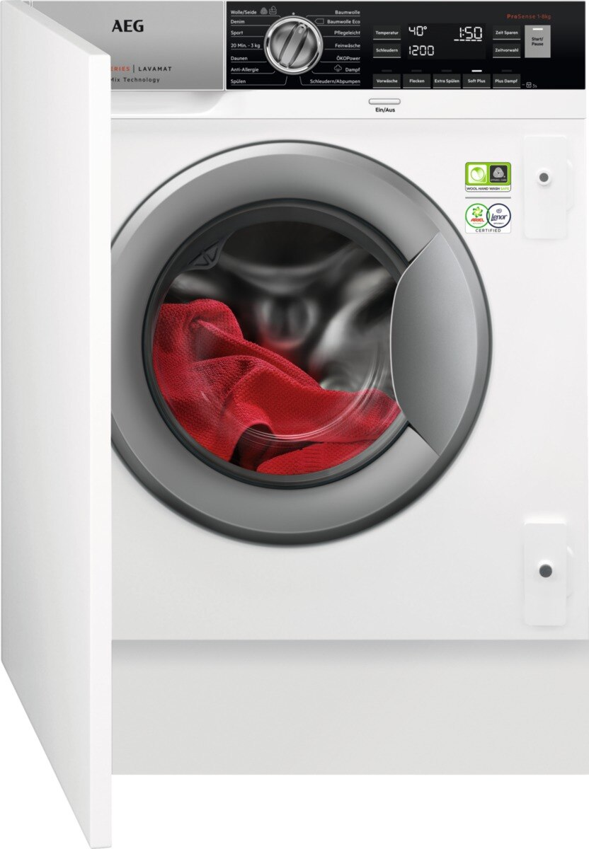AEG L8FEI7480 Serie 8000 Lavamat Waschmaschine Frontlader (8,0 kg, 1351 U/Min., vollintegrierbar, Weiß)