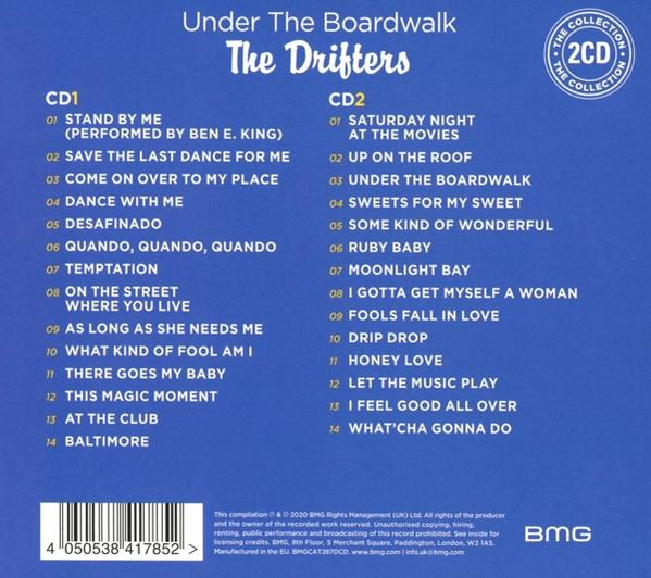 CD-Hülle hinten mit Trackliste. Enthält Text, Kompilierungsdetails und einen Barcode. Blauer Hintergrund.