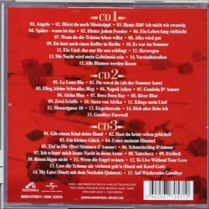 CD-Compilation mit Titellisten, roter Hintergrund mit Rosen und Text.