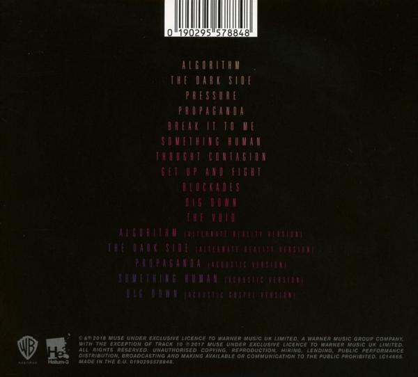 Dos de l'album avec liste des titres. Titres : 'Algorithm', 'The Dark Side', 'Pressure', 'Propaganda'.