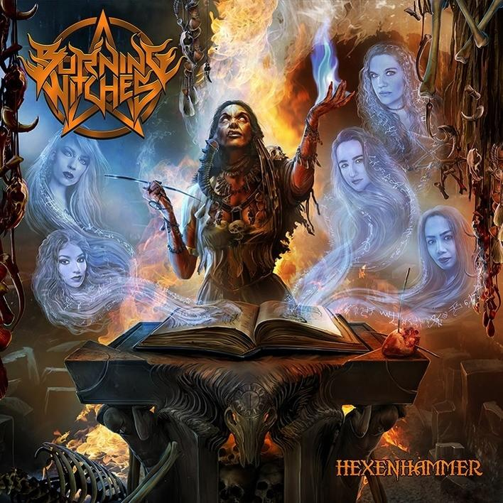 Albumcover mit einer Frau, die zaubert, mit Gesichtern anderer Frauen um sie herum.
