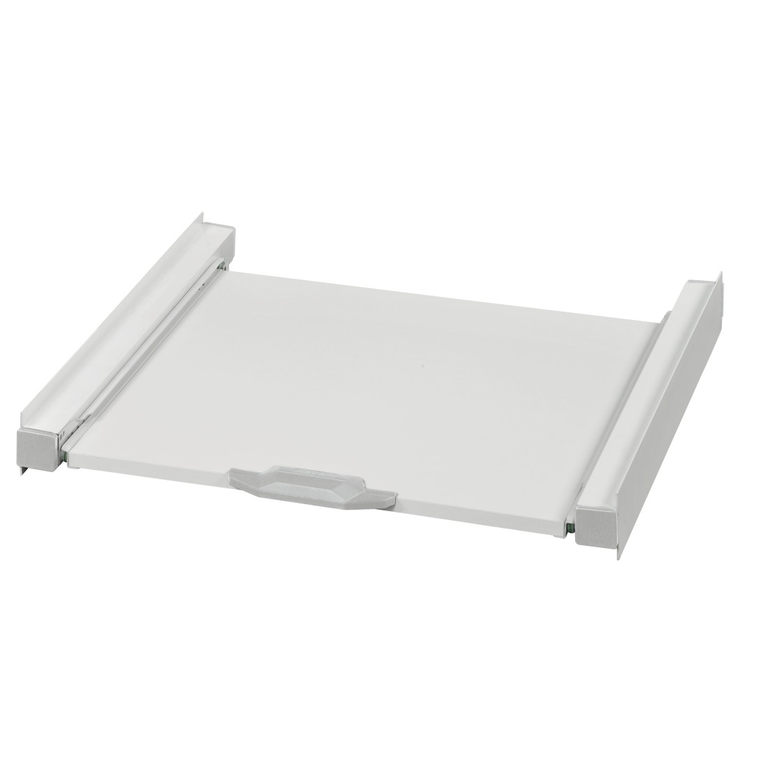 Base de lave-linge rectangulaire blanche avec poignée. Avec rails coulissants.