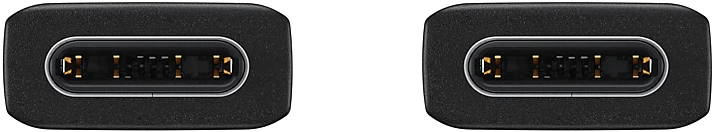 Deux connecteurs USB-C noirs côte à côte, montrant les broches internes.