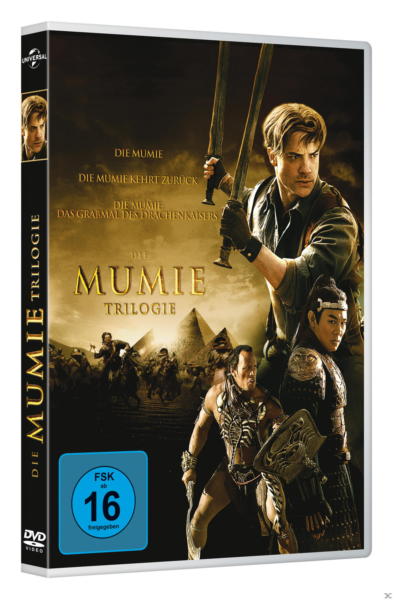 DVD-Hülle mit Filmplakat, das einen Mann mit Schwertern zeigt.