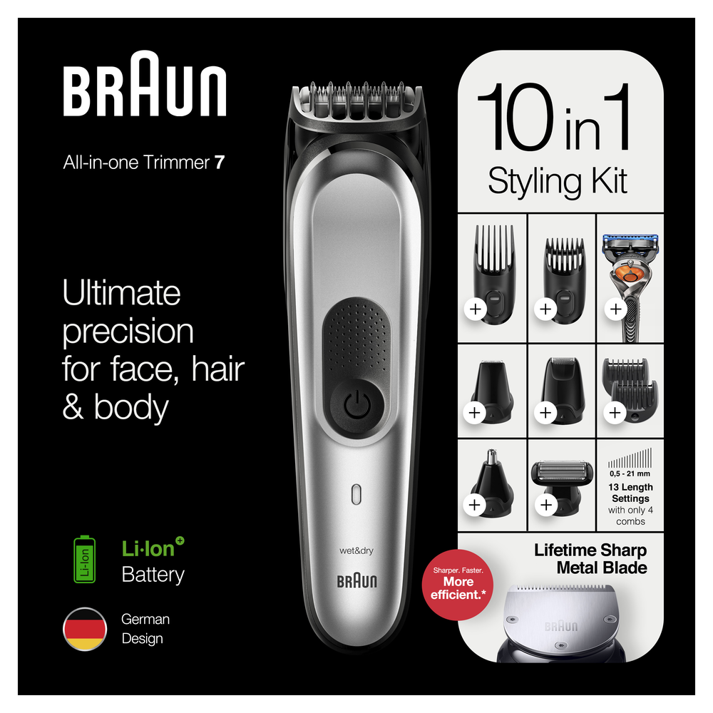 BRAUN MGK 7220 Multigroomer, Silber, Akkubetrieb