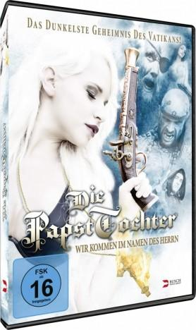 DVD-Cover, Frau hält Waffe, Filmtitel auf Deutsch, Vatikan-Thema.
