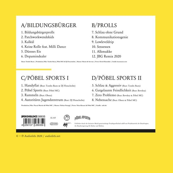 CD-Cover mit Titeln, gelber Hintergrund und Logo mit deutschem Text.