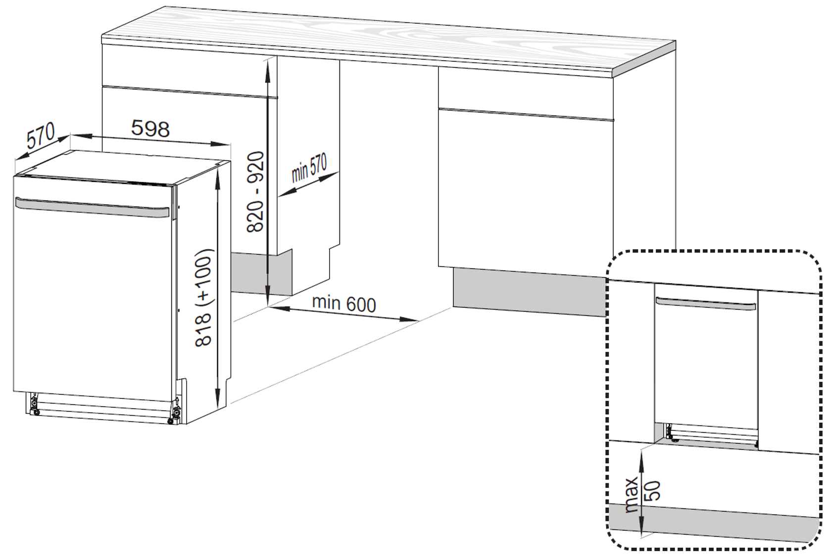 BEKO DUN28433X Geschirrspüler (unterbaufähig, 598 mm breit, 44 dB (A), D)