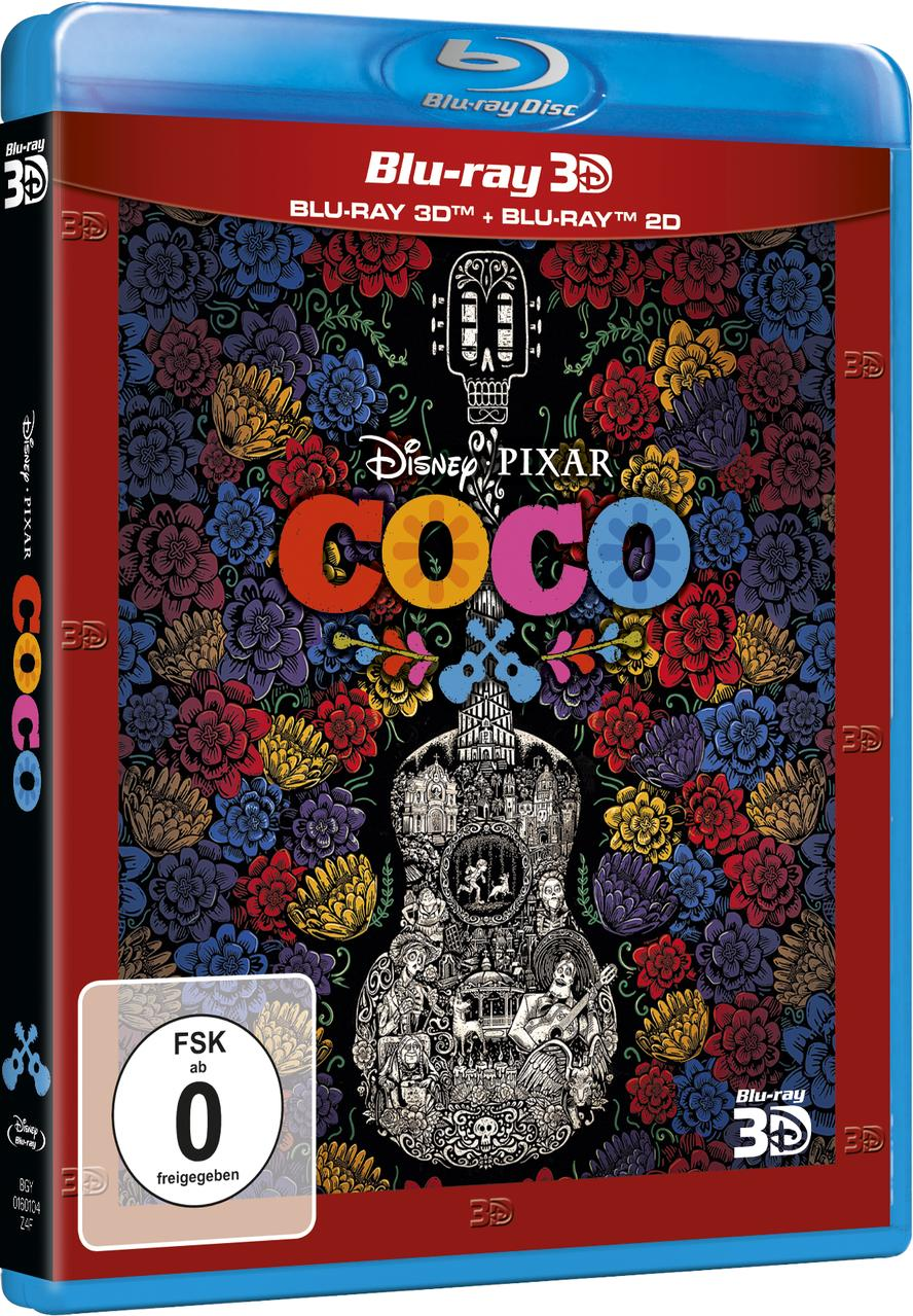 Filmcover für Coco, ein farbenfroher Animationsfilm, mit einer blauen Hülle.