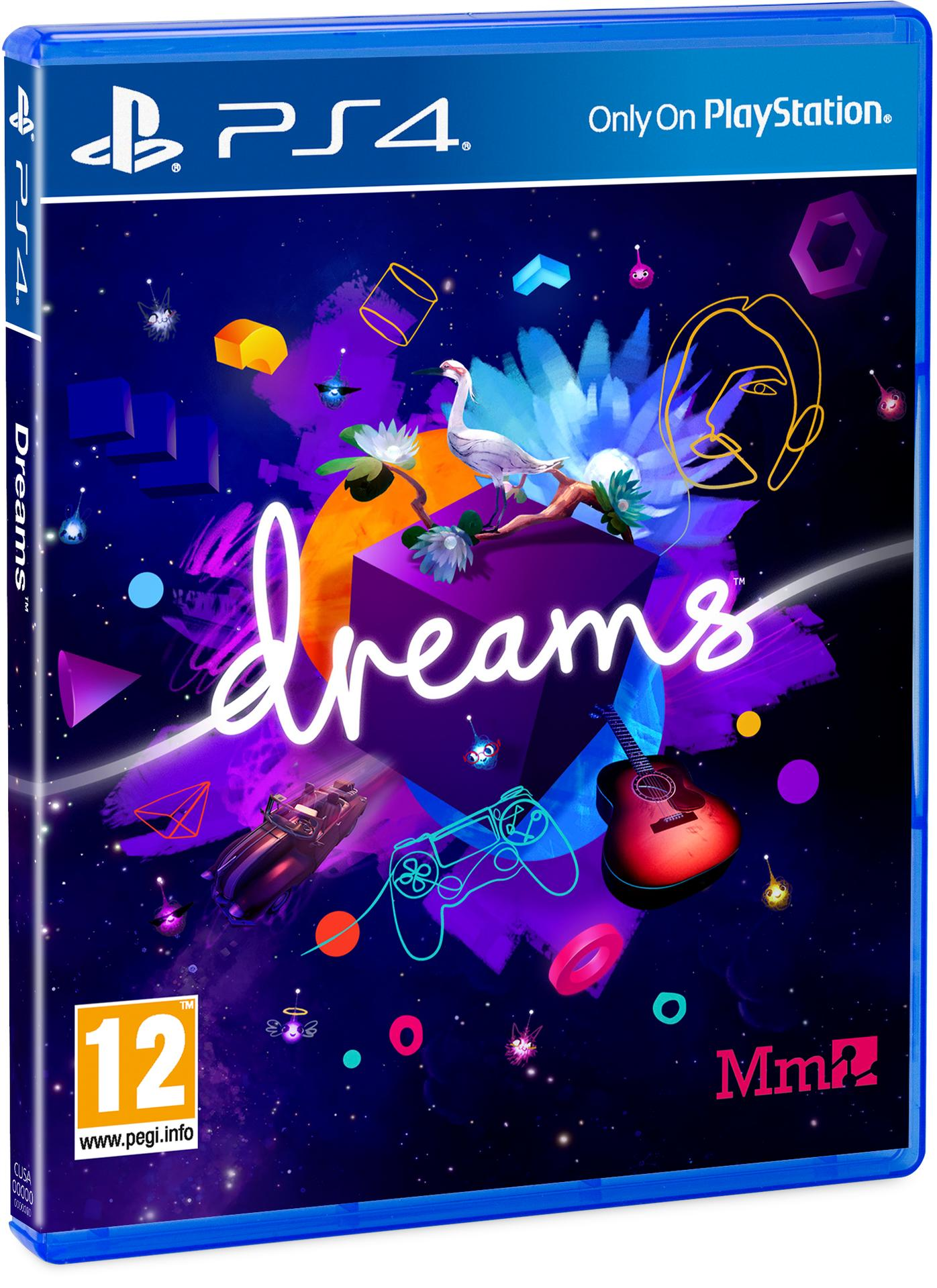 PS4 game box with a colorful and abstract design. The word 'dreams' is centered.
