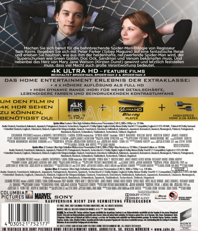 Spider-Man 1-3 4K Ultra HD Blu-ray