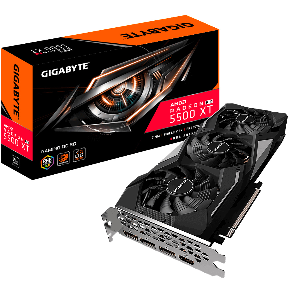 GIGABYTE Radeon™ RX 5500 XT GAMING OC 8G (GV-R55XTGAMING OC-8GD) (AMD, Grafikkarte)