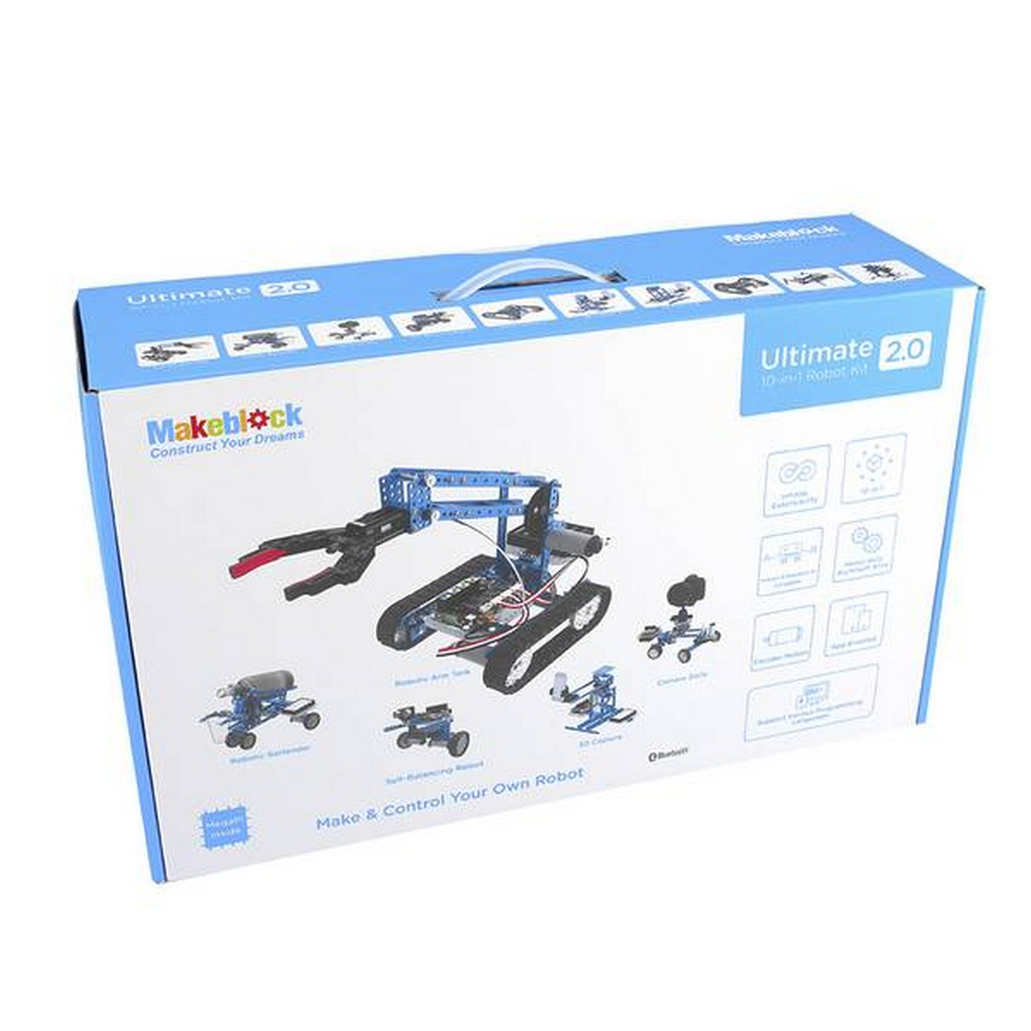 Robot - Ultimate 2.0 Robot Kit 90040, 10 formas, Control remoto, Aluminio, 360º, Azul
