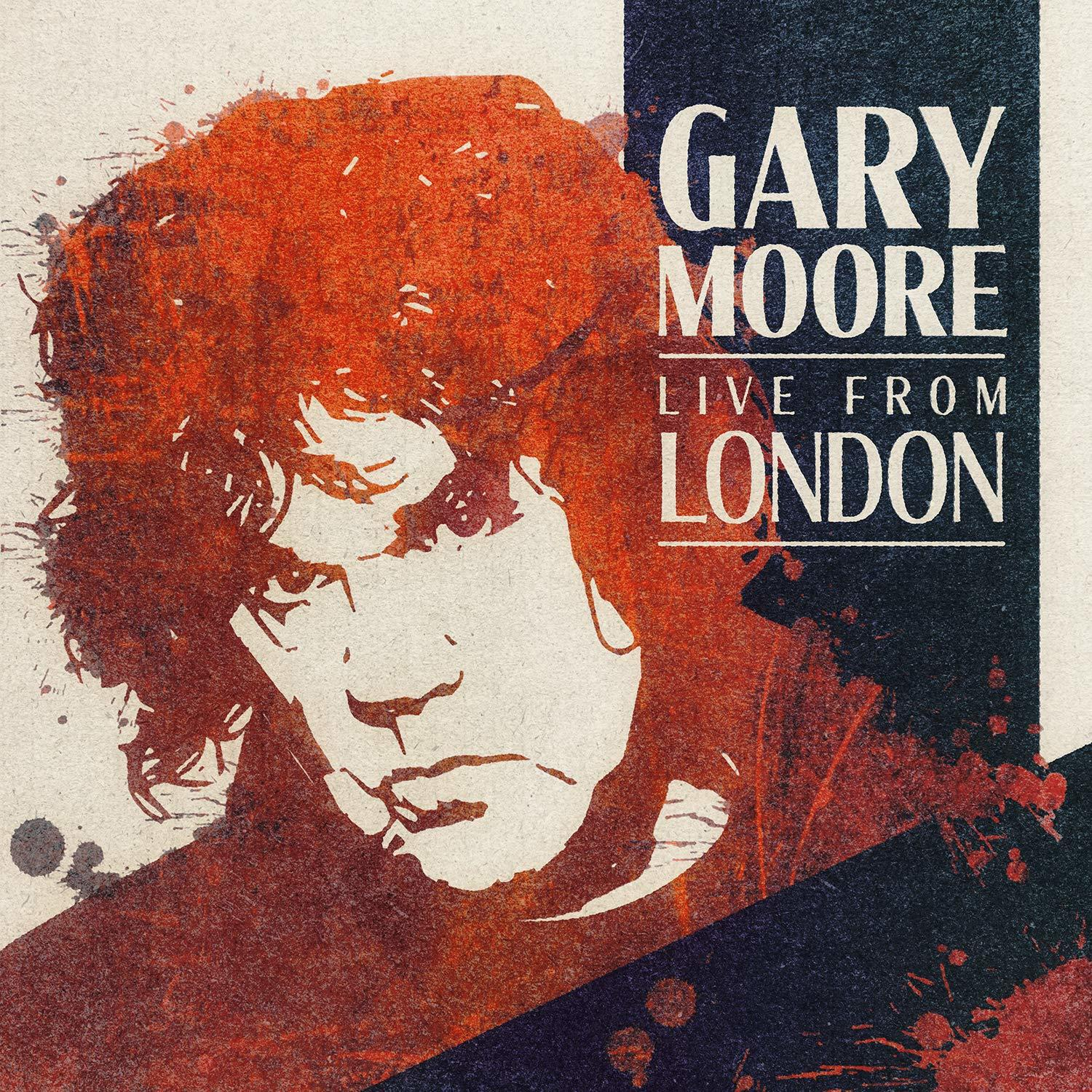 Gary Moore Albumcover: ein Porträt von Gary Moore, mit dem Titel 'Live from London'.