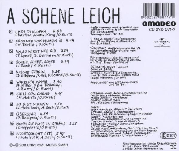 Rückseite einer Musik-CD mit Songtiteln und Credits.