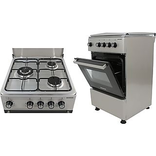 Cocina - Infiniton CC54IXG, 3 zonas, Horno 52 l, Gas butano (+Adaptador a gas natural), A, Inox