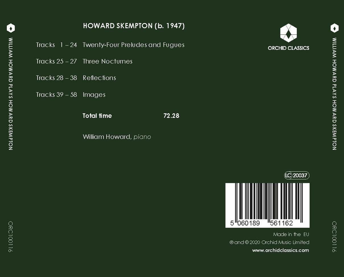 Die Rückseite einer CD mit Text über eine Klavieraufnahme.