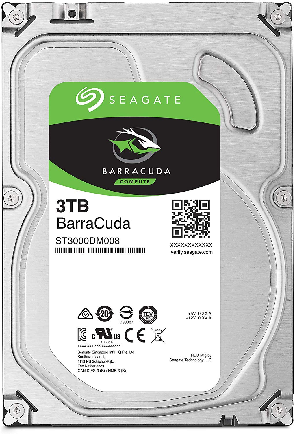Disco duro HDD de 3 TB - Seagate ST3000DM008, 3.5", Interfaz SATA III, 7200 rpm, Componente interno