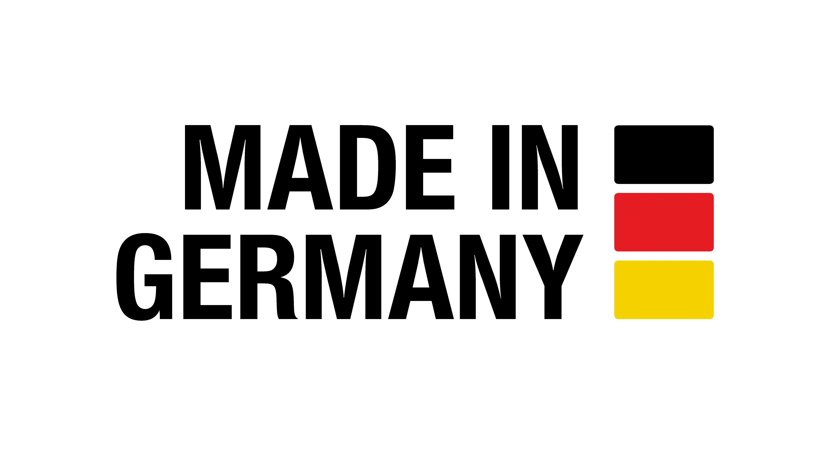 Die Worte "MADE IN GERMANY" mit den Farben der deutschen Flagge.