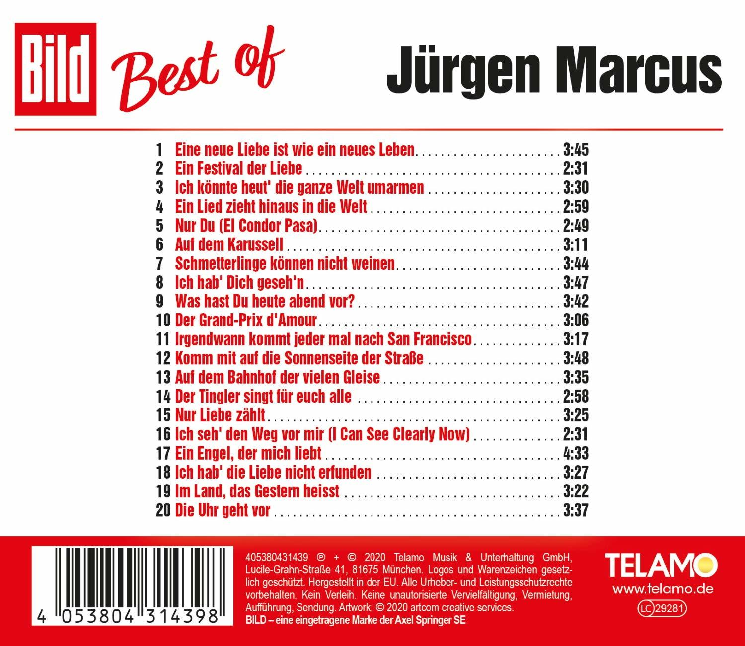 Albumcover: Weißer Text auf rotem Hintergrund mit einer Titelliste.