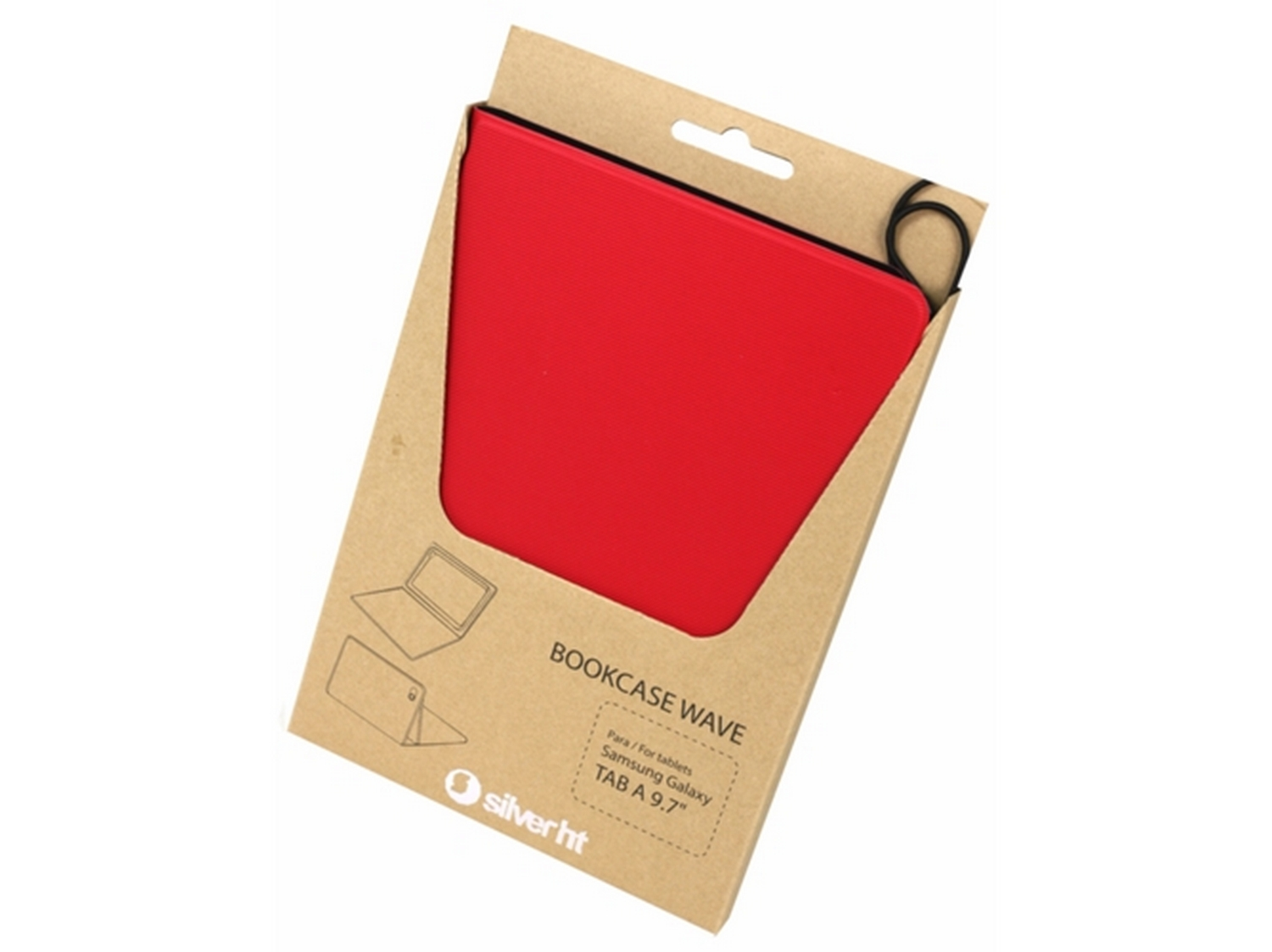 Funda - Silver HT Bookcase Wave, Para Samsung Galaxy Tab, 10.1", Slanding, Resistente a golpes, Rojo