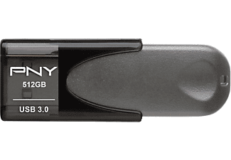 Memoria USB 512 GB - PNY attaché 4, USB 3.0, 3.1 Gen 1, Con tapa, 80Mb/s, Gris