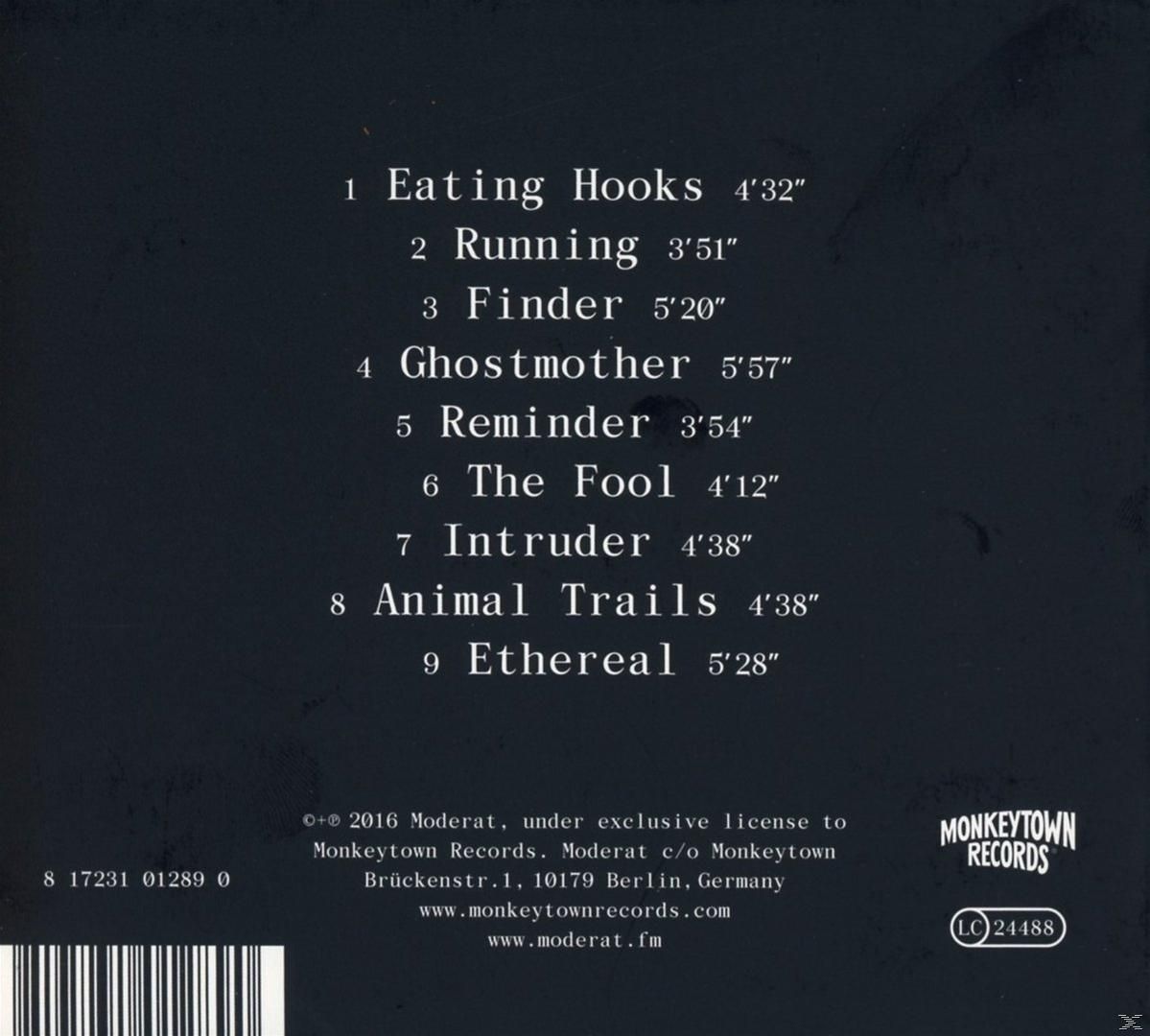 Albumhoes met tracklist: Eating Hooks, Running, Finder, Ghostmother, Reminder, The Fool, Intruder, Animal Trails, Ethereal.