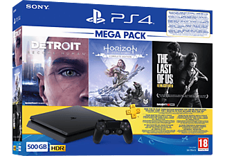 SONY PlayStation 4 Slim 500GB+Detroit: Become Human, Horizon: Zero Dawn Complete Edition, The Last Of Us Remastered