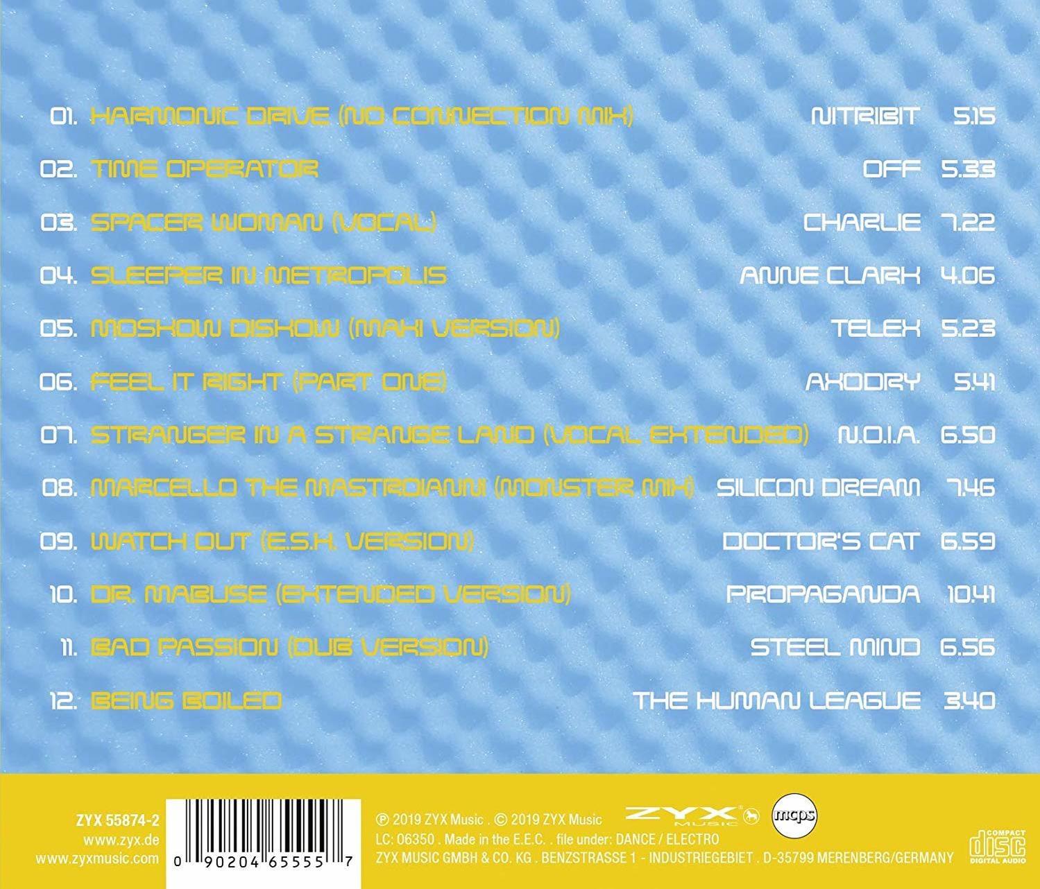 CD-Hülle hinten mit einer Liste von Songs. Die CD ist ebenfalls abgebildet.