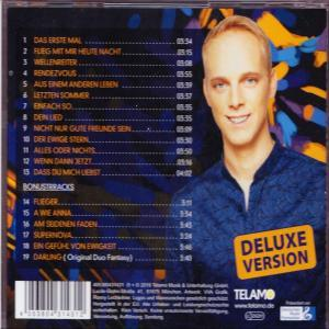 CD-Cover mit einem Mann und Titelliste. Der Hintergrund ist blau und der Text ist auf Deutsch.