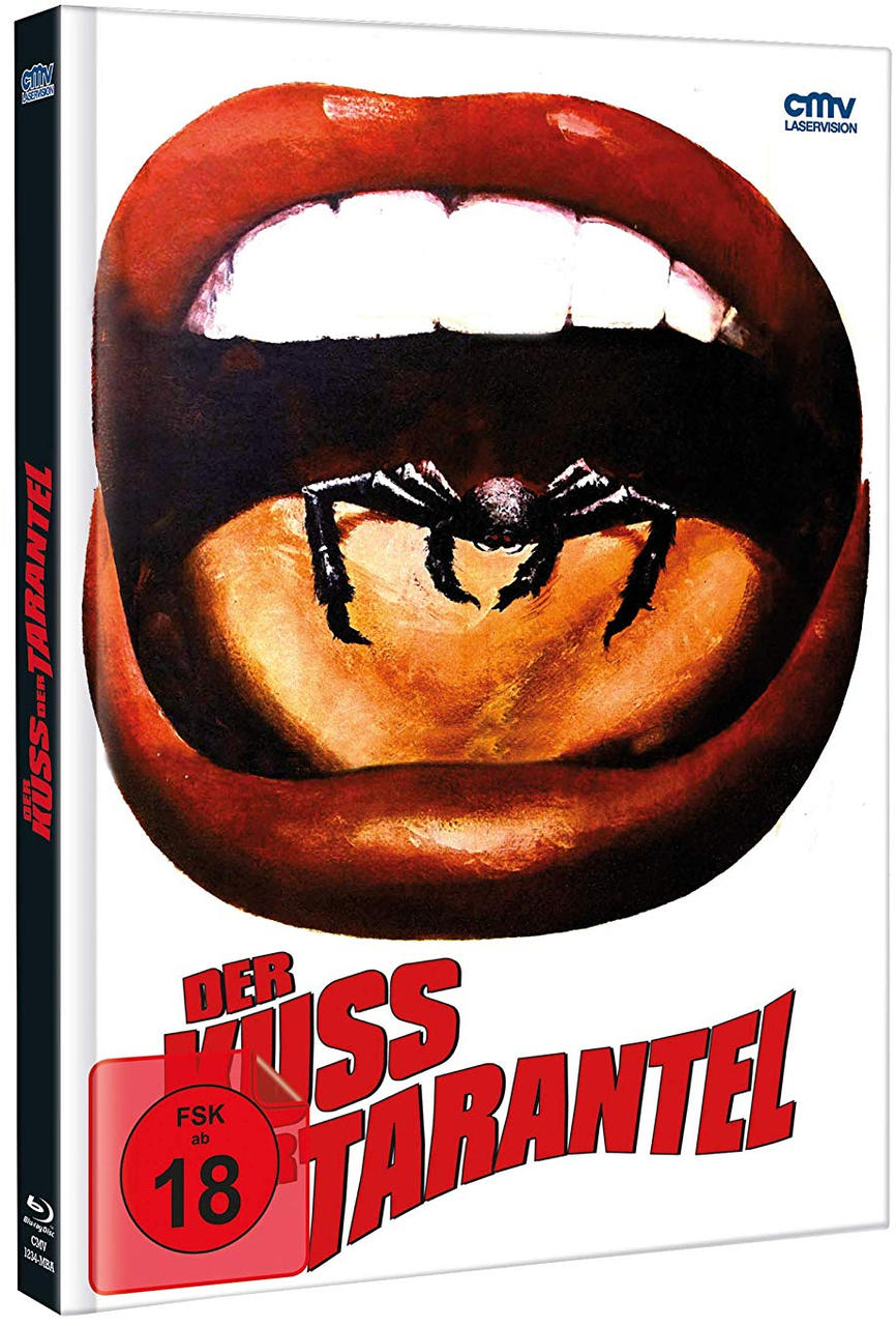 Filmcover von Der Kuss Der Tarantel. Rote Lippen um eine Spinne, mit Titel und Bewertung.