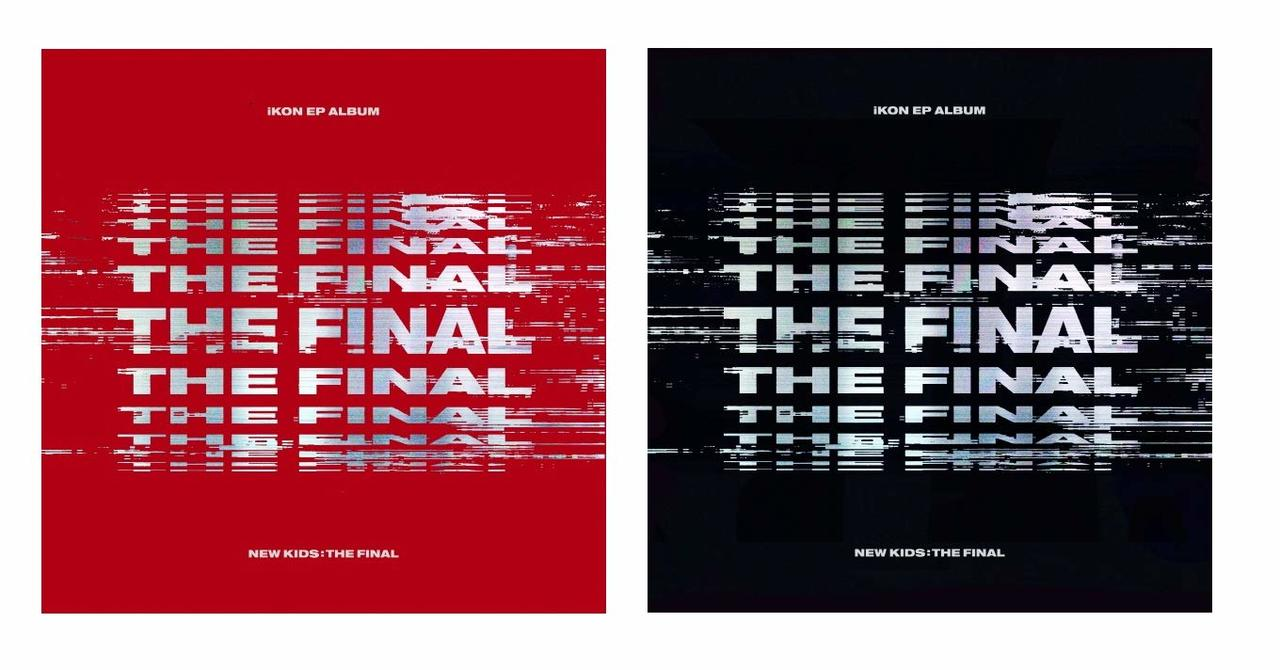 Albumhoes. Twee albumhoezen met een rode en zwarte achtergrond en de woorden 'THE FINAL'. Titel van het album.