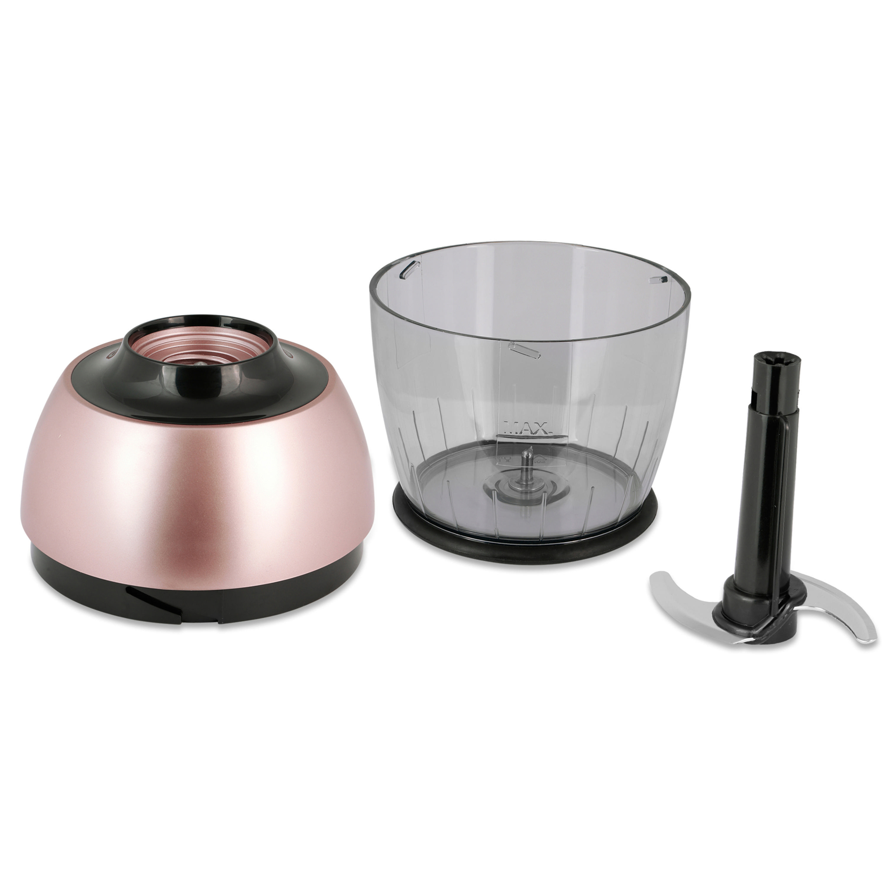FAKIR 9189001 Lucca Q Stabmixer Rosé (1000 Watt, Zerkleinerungsbehälter (500 ml), Messbecher (900 ml))