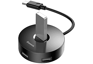 BASEUS Type-C To USB3.0*1+USB2.0*3 25cm Round Box Hub USB Adaptör Siyah