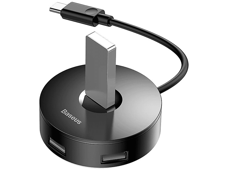 BASEUS Type-C To USB3.0*1+USB2.0*3 25cm Round Box Hub USB Adaptör Siyah