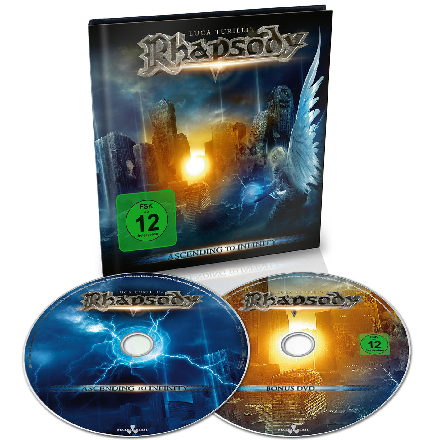 A Rhapsody CD tokja és DVD-i. A borítón egy város látható szárnyas figurával. A lemezeken a zenekar logója szerepel.