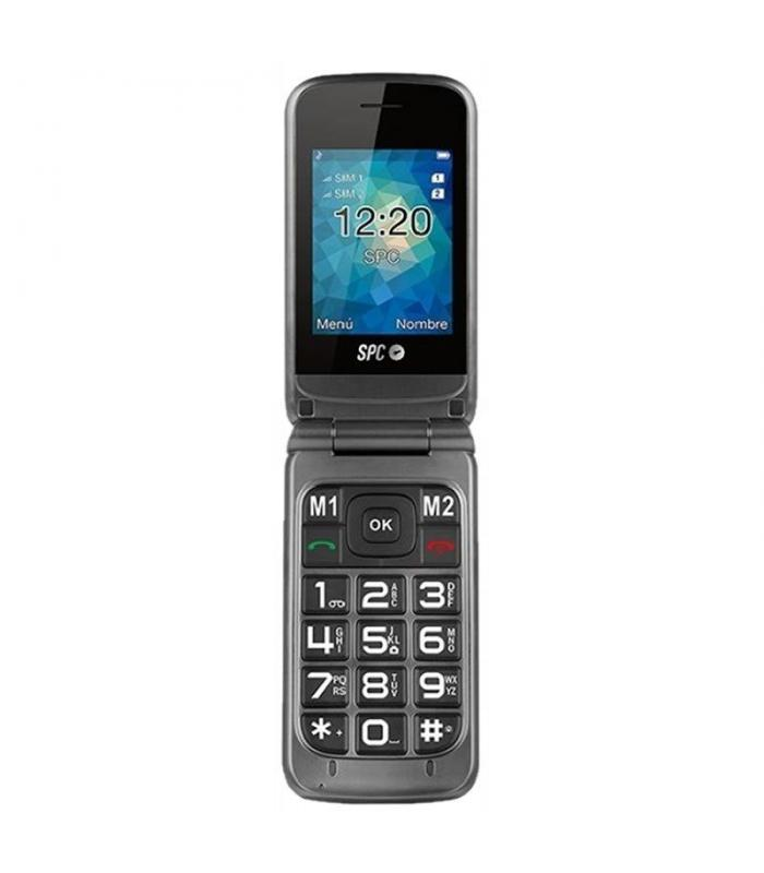 Móvil - SPC Stella, 2.4", Teclas grandes, Dual sim, Botón SOS, Radio FM. 500 contactos, Gris