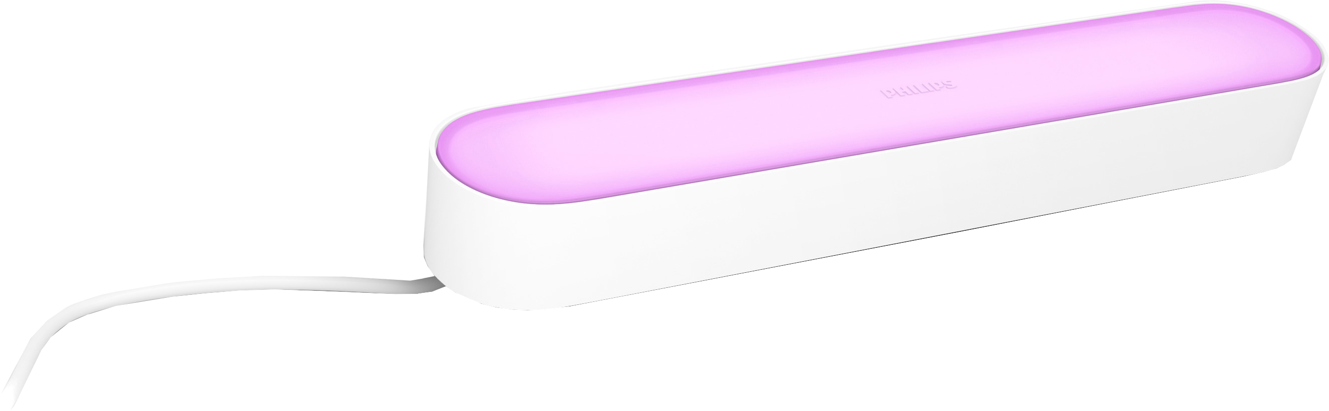 Weißer und rosa Philips Lichtbalken. Er hat einen weißen Körper und strahlt rosa Licht aus.