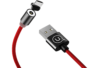 USAMS SJ294USB02 Mágneses Micro USB töltőkábel, piros