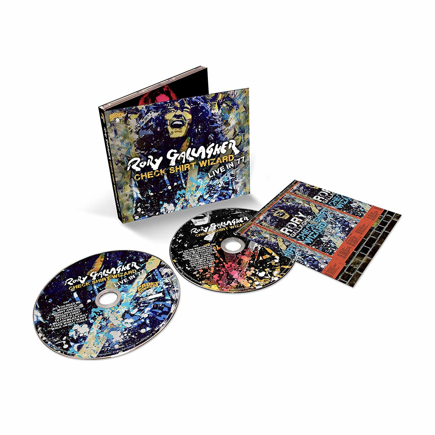Rory Gallagher CD-Set, offene Hülle, CDs und Booklet auf weißem Hintergrund.